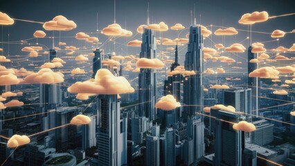 Poster - 2D Illustration Representing Cloud Computing Technology