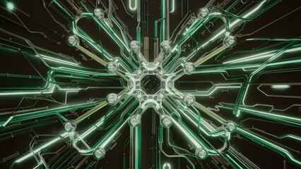 Aufkleber - Abstract Technology and Engineering Design with Green Connections in a Plexus Framework