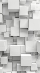 Poster - Abstract background of white cubes. Geometric 3D render with modern minimalist design.