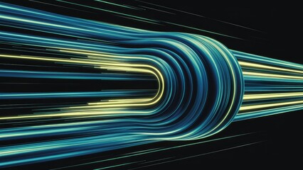 Dynamic abstract lines in highspeed motion 4K 3D animation featuring smooth cyclic movement Scifi inspired digital visuals with electric movement of vibrant stripes on a dark backdr