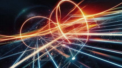 Poster - Abstract glowing data network illustration in digital space
