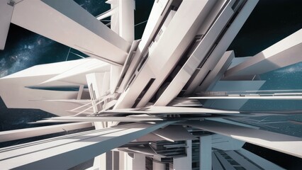 Poster - Abstract white architectural background 3D rendering and illustration