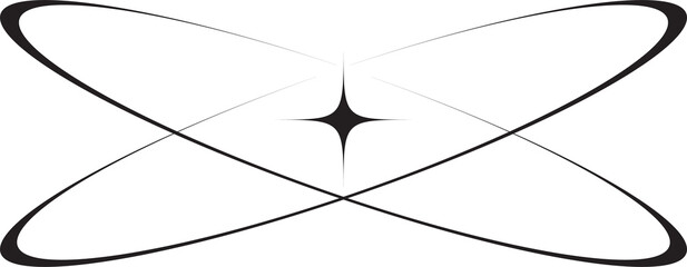 Wall Mural - y2k icon of star shape shiny glitter element. abstract retro minimal twinkles with cosmic orbit. min