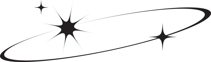Wall Mural - y2k icon of star shape shiny glitter element. abstract retro minimal twinkles with cosmic orbit. min