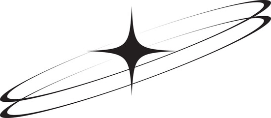 Wall Mural - y2k icon of star shape shiny glitter element. abstract retro minimal twinkles with cosmic orbit. min