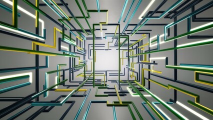 Poster - Geometric Square Grid Line Pattern Abstract Illustration Background