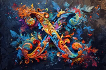 Fototapete - An artistic illustration of the letter X creatively designed with intricate patterns and vibrant colors perfect for adding a unique touch to your projects.