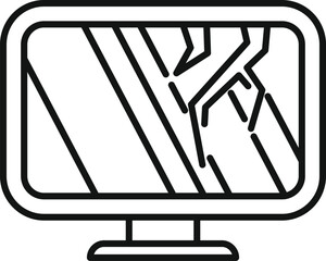 Poster - Line drawing of a computer monitor with visible cracks on the screen, suggesting damage or malfunction