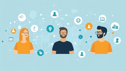Aufkleber - Teamwork and Collaboration Concept with People and Network.