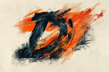 Fototapete - An abstract and artistic illustration of the letter D with bold brushstrokes and dynamic shapes. Perfect for creative and avant-garde projects.