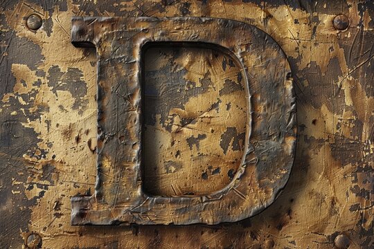A hand-drawn and rustic illustration of the letter D with rough textures and a vintage feel. Suitable for handmade and artisanal projects.