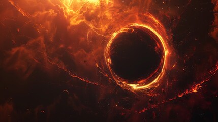 Poster - Huge black hole warps space. realistic science fiction art.