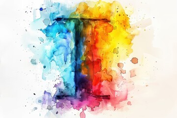 Fototapete - A watercolor illustration of the letter I with soft gradients and a gentle artistic touch perfect for creative and artistic projects.