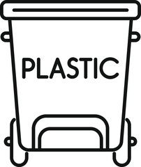 Sticker - Line drawing of a garbage container for sorting plastic, promoting environmental awareness and responsible waste management