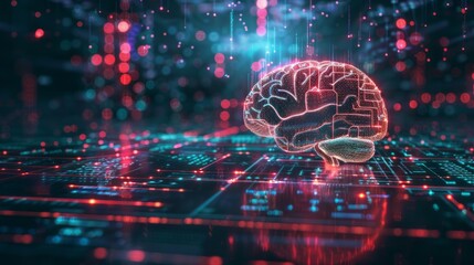 Poster - A brain is shown in a computer generated image