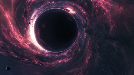 Poster - A black hole is surrounded by a pink cloud of gas