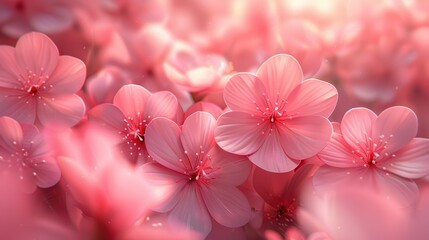 Wall Mural - Delicate pink cherry blossoms bloom beautifully in spring sunshine during a peaceful afternoon at the park