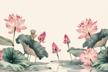 Poster - Elegant lotus flowers in bloom