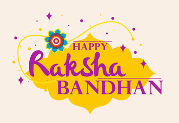 Wall Mural - Rakhi Festival Background Design with Creative Rakhi Illustration, Indian festival Raksha Bandhan Vector Illustration with hindi text 'raksha bandhan'