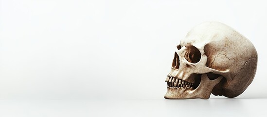 Poster - Skull on Halloween evening against a white background. with copy space image. Place for adding text or design