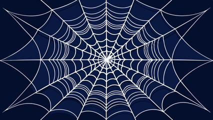 Symmetrical Spider Web on Dark Blue Background
