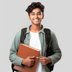 Canvas Print - Smiling student holding books