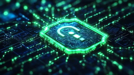 Poster - Futuristic Circuit Board with Question Mark.