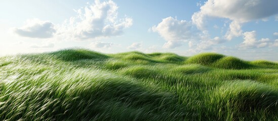 Poster - Green grass moving with the wind. with copy space image. Place for adding text or design