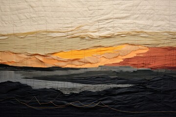 Wall Mural - Minimal sunset landscape textile art backgrounds.