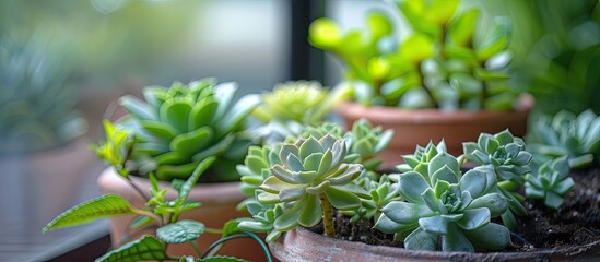 Aufkleber - Small succulent plant on a rustic backdrop Selective focus Shallow depth of field. with copy space image. Place for adding text or design