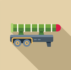 Poster - Illustration of a military missile launcher truck carrying a powerful rocket weapon system, representing concepts of defense, warfare, and military technology