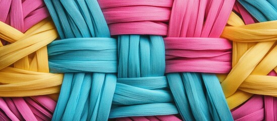 Aufkleber - Square shaped frame and copy space created from rubber bands for weaving accessories