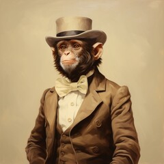 Canvas Print - Elegant chimpanzee in formal attire