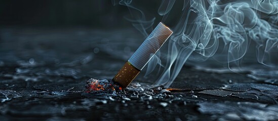 Poster - New heat not burn tobacco heating system set against a dark background. with copy space image. Place for adding text or design