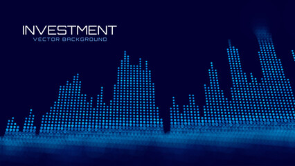 Sticker - Business Invest Finance Graph Chart of Stock Market Trading Blue Background. Digital Financial Investment Backdrop. Graph Stock Market Lines. Vector Illustration.