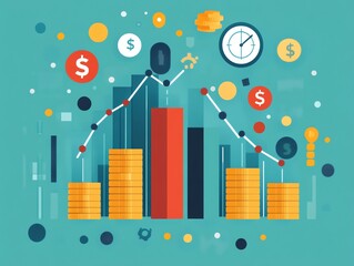 Aufkleber - Financial growth and decline concept illustration.