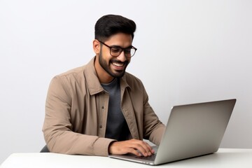 Poster - Man working on laptop happily