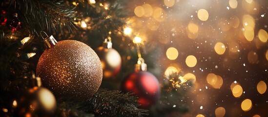 Poster - Christmas ambiance in all its splendor with a bokeh effect. with copy space image. Place for adding text or design