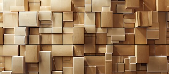 Poster - stacked cardboard boxes set against a white background. with copy space image. Place for adding text or design