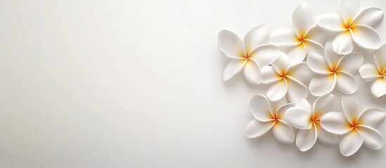 Leinwandbilder - Plumeria flowers on a white background. with copy space image. Place for adding text or design