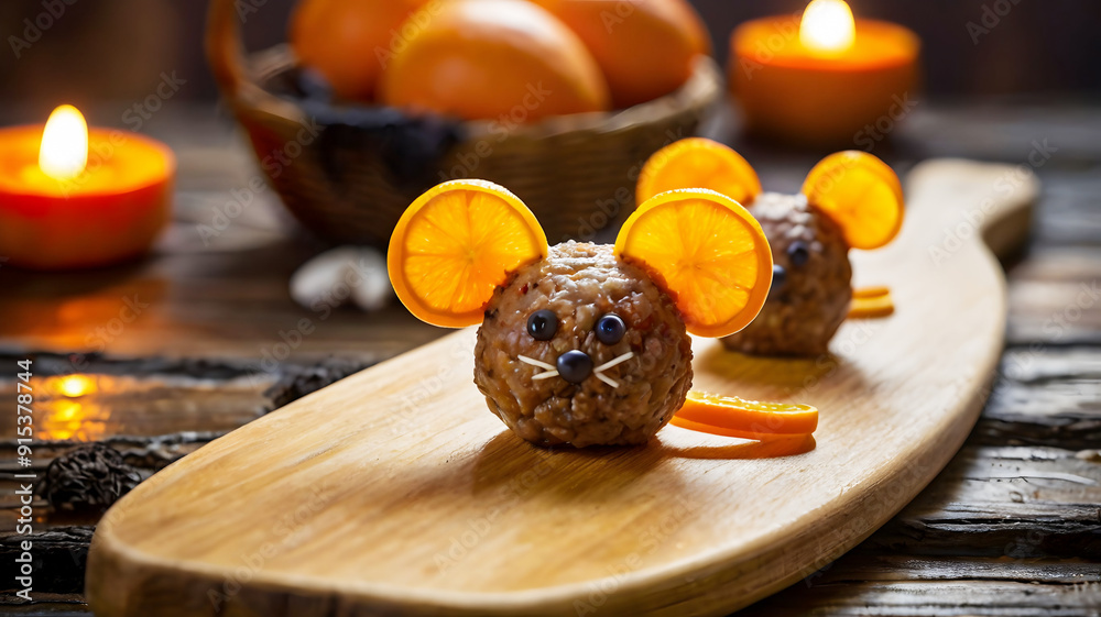 Food art idea for kids: meatball mice, using meatballs, mini oranges ...