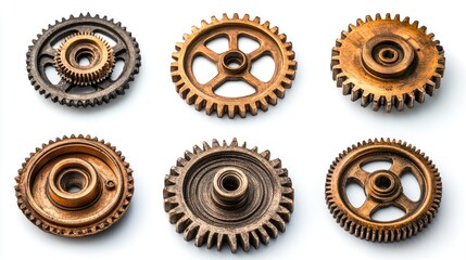 Aufkleber - Six metallic gears interlocking showing teamwork concept