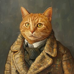 Wall Mural - Sophisticated anthropomorphic cat portrait