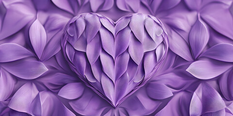 Wall Mural - Elegant purple 3D heart-shaped flower pattern