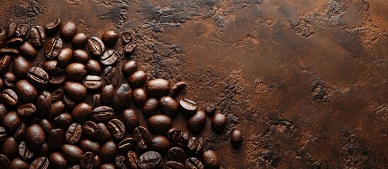 Poster - Texture of coffee beans Concept of a coffee background. with copy space image. Place for adding text or design