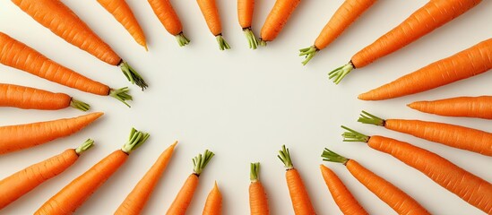 Leinwandbilder - Circle of carrots top view blank area for text. with copy space image. Place for adding text or design