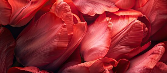 Poster - Red tulips Close up Macro Festive card Festive background. with copy space image. Place for adding text or design