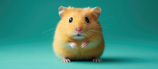 Aufkleber - Close up of a dwarf hamster against a yellow and green background. with copy space image. Place for adding text or design