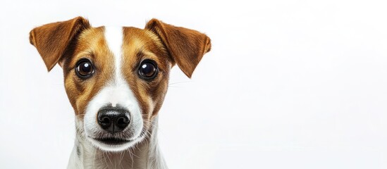 Poster - Jack Russell Terrier set against a white background. with copy space image. Place for adding text or design