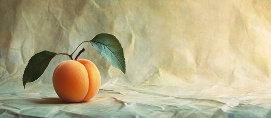 Aufkleber - textured vintage paper backdrop featuring a small apricot. with copy space image. Place for adding text or design